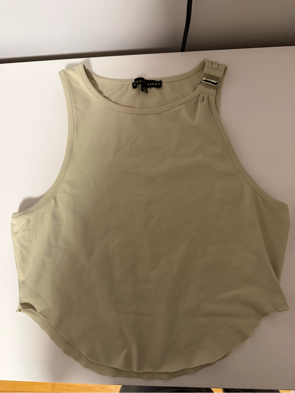 Crop Tank with Buckle Strap in Light Cream